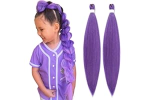 SEIMAINURS 2 Packs Purple Braiding Hair Extensions for Braids Pre Stretched Braiding Hair Extensions Yaki Synthetic Crochet Hair Halloween Cosplay (Dark Purple#, 30 Inch (Pack of 2))