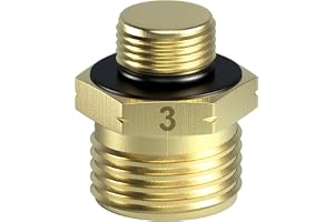 DACKZZM Gasadapter Nr.3 Mässing M14 x 1,5 AG för Europeiska Gasflaskor | Gasadapter för Gasflaskor Ansluter Tryckregulatorer Till Europeiska Gasflaskor Mässings‑Gasanslutning