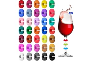 VICDUEKG 36 Pezzi Segnabicchieri Silicone Marcatori Segna Calici Segnabicchieri Colorati Marcatori di Bevande Identificatore Del Bicchiere di Vino per Bicchiere da Bere Cocktail Champagne Feste