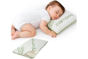 Rohi Bamboo Memory Foam Toddler Pillow – Soft & Supportive Baby Pillow for Kids Bedding – Hypoallergenic & Breathable Cot Pillows for Baby Cot Bed (40cm x 25cm)