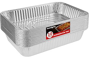 XpressPak Large Aluminium Foil Trays - [10-Pack Value] - Disposable Baking Foil Pans - (32X26 cm - 10X12 inches) - Half Size, Deep Steam Table Pans for Baking, Roasting & Food Prepping