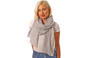 STYLE SLICE Evening Star Sparkle Scarves for Women Lightweight Shawl Wedding Foil Print Scarf Wrap Stars and Moons