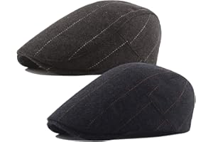 YSense Beau 2 Pack Flat Caps Hats Winter Caps Mens Beret Hats for Men Cotton and Wool Fabric Warm Hat