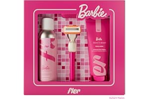 THAT PINK SET Barbie™ x Fler - Rasoio Donna con Supporto e 2 Lamette di Ricambio, Rasoi Unisex, Set con Mousse per la Depilazione e Crema Corpo Lenitiva, Lametta con Aloe Vera