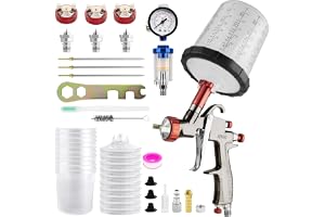 R500 LVLP Spraypistol för tryckluft med munstycken 1,3/1,7/2,0 mm, 20 oz (650 ml) uppsättning av 10 engångsmuggar för bil- oc