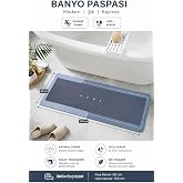 Banyo Paspası-Kaymaz Tabanlı-S&uuml;per Emici Banyo Paspası-Abdest Paspası-Uzun Mavi 50 * 120 (Mavi)