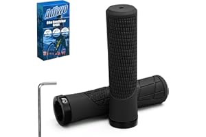 Adiwo 1 Paio Manopole per Mountain Bike, Impugnature per Manubrio Bici Ergonomiche, Manopole Bici con Chiusura in Alluminio Antiscivolo, Diametro Interno 22 mm, Lunghezza 135 mm(Nero)
