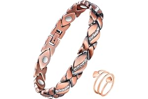Jeracol Kupfer-Armband für Damen & Herren mit Magneten – Verstellbares Magnetarmband aus 99,9 % reinem Kupfer, Geschenkbox