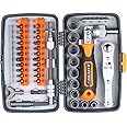 Eacam 38pc Precision Ratchet Screwdriver Bit Set Magnetic Screwdrivers Kit Electronics Repair Tool Kit with Flexible Shaft Extension Rod for Phone Laptop Watch and Other Electronic Devices