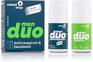 SWEAT STOP SweatStop Duo Men Antitranspirant & Deodorant Set gegen starkes Schwitzen & Geruch | 2 x 50ml Roll-on Antiperspirant mit Duft & Deo | Gegen Schweiß für empfindliche Haut | Duo Power Protection