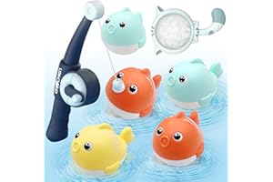 Gemtte Zabawka do kąpieli dla niemowląt od 1, 2, 3 lata, 7 sztuk, zabawka do łowienia ryb, zestaw zabawek do wanny, magnetyczna zabawka do wanny, zabawka wodna z siatką rybacką, pręty wędkarskie dla