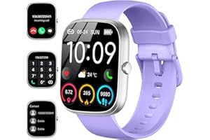 UAUE Smartwatch Uomo Donna, 1.91" Orologio Fitness con Effettua/Risposta Chiamate, 110+ Sportive Fitness Tracker, Sonno Cardiofrequenzimetro, Contapassi/Calorie/Impermeabil IP68 Smart Watch, Argento-Viola