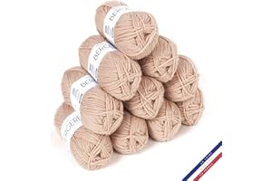 BERGERE DE FRANCE Bergère de France - BARISIENNE 7, lot de 10 pelotes de laine à tricoter et au crochet (10 x 50g) - 100% Acrylique - 6,5 mm - Fabrication Française - Gros Fil Rond très Doux - Beige (BISQUE)