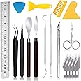 DELFINO Craft Weeding Tools, Craft Basic Set Tools Kits Including Scissor, Tweezers, Weeders, Scraper, Spatula, for Weeding Vinyl, Silhouettes, Cameos, DIY Art Work Cutting, Hobby, Scrapbook, 18 PCS