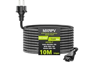 MXRPV BC-05 Kabel 2/3/5/10/15M, BC-05 Buchse auf Schuko Stecker AC Anschlusskabel, Anschlusskabel mit BC-05 Männlich Stecker und AC Schuko Stecker für die HMS Mikrowechselrichter Serie (10Meter)