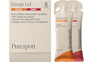 Puresport Energy Gels Variety Pack (6 Pack) | Berry & Orange/3 Sachets of Each | Fast-Release 30g DualCarb Running Gels | Gentle on Stomach, Vegan | Energy Gel For Running, Recovery & Endurance Sports