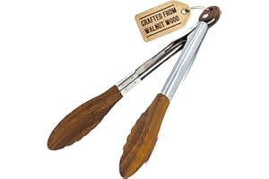 Pinze da cucina Boxiki Kitchen con punte in legno - Pinze in legno ideali per barbecue, insalate, tostapane, pane e sottaceti - Realizzate in legno di noce naturale