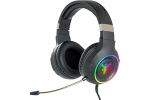 ITEK Cuffie da giocatore con Microfono Flessibile, con controllo del volume, cancellazione rumore esterno, regolabile, colori LED. Adatti per PC e console.
