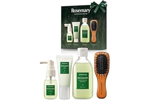 AROMATICA Rosemary Scalp Scaling Trial Kit - Hair Travel Kit | Travel Size Shampoo and Dry Scalp Treatment Set with Mini Wooden Brush