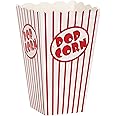 ECOSIP® (50pcs Movie Theater Red and White Striped Popcorn Box, Square Popcorn Container, Holders Great for Kids Party, movie night or movie party theme, theater themed decorations or Carnival party
