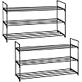 SONGMICS Zapatero de 3 Niveles, Juego de 2, Estantería de Zapatos, de Metal, para 12 a 15 Pares de Zapatos, Estante Apilable,