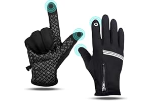 LEMEGO Gants Hiver Vélo VTT Homme Femme Gants Cyclisme Moto Scooter Ecran Tactile Coupe-Vent Antidérapant Étanche Réfléchissant Anti Froid pour Sport Course Jogging Conduite Jardinage Randonnée