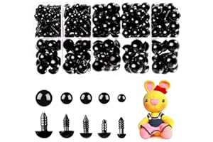 MUCUNNIA Occhi di Sicurezza 400pcs 6-12mm Plastica nera Occhi Amigurumi con Rondelle Occhi All'uncinetto per Amigurumi, Peluche e Peluche Animali Impagliati