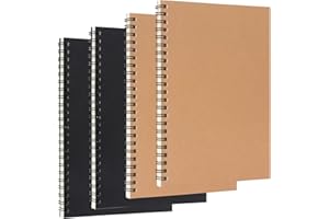 Simpolor A5 Spirale Notizblock, 4 Stück Klein Notizbuch 80 Blatt Notizheft Skizzenblock Journal Tagebuch Schreibblock Zeichenblock (Braun und Schwarz)