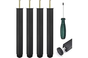 SHEPIN Set 4 Piedi Letto Per Rete a Doghe Gambe Letto Universali 35~37 cm, Piedi di Letto in Ferro, Gambe per Rete Letto Quadrato Regolabili in Altezza, Piedi per Rete a Doghe con Bulloni