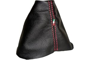 lartepelle cuffia leva cambio adatta a Qubo vera pelle nera cucitura rossa