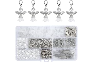HULAGU Schutzengel Anhänger Perlenengel Schutzengel Schlüsselanhänger Engel Charme Schutzengel Basteln Anhänger Selber Machen Gastgeschenk für DIY Hochzeit, Taufe