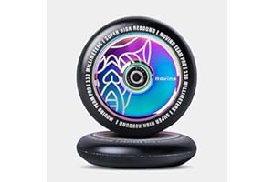 Movino Roues De Trottinette 2 Pièces 110 mm Aluminium Polyuréthane Super High Rebound Résistant À 100 kg Full Core Skull Arc-En-Ciel