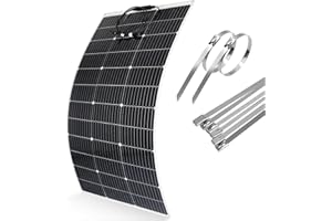 DERUXI Panel Solar Flexible 120W 12V - Placa Solar Monocristalina Con 6 Bridas Metálicas, Kit PV Flexible Para Balcón, RV, Barcos, Caravana y Baterías de 12V