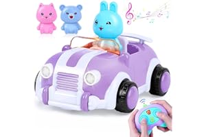 Yellcetoy Voiture Télécommandée pour 2 3 4 5 Ans, Voiture Radiocommandée avec Lumières et Musique, 2.4Ghz rc Car Cadeaux d'anniversaire et de Noël pour Les Enfants Garçons Filles Pourpre