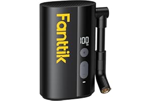 Fanttik X9 Ace Mini Pompa per Bici con Manometro 150PSI, Batteria da 5000mAh Pompa ad Aria Elettrica con Valvola Schrader e Presta per Bici da Strada, MTB, Bici elettrica, Bici da città