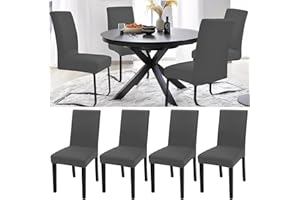 LUMAYCENS Chair Covers for Dining Chairs, Dining Chair Covers Set of 4, Stretch Dining Chair Covers Spandex Seat Covers, Removable Washable Dining Chair Slipcovers for Kitchen, Hotel, Dining Room(Grey)