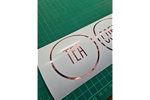 GENERIC Rose Gold Chrome Tea Coffee Sugar Circle Modern Design Kitchen Jar Canister Labels Vinyl Stickers, 70mm x 70mm