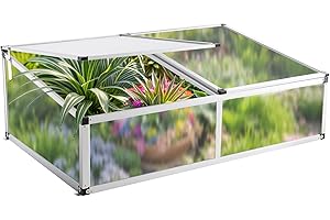 Gegaden Frühbeet Gewächshaus aus Aluminium,118x77x40 cm, Alu Mini Gewächshaus, Hochbeet Treibhaus für Garten, Klein Treibhaus Frühbeetkasten mit Doppeldach lichtdurchlässig, UV Schutz