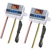 Greluma 2PCS XH-W3001 DC12V 10A 120W Thermostat Switch, Digital LED Temperature Controller with Probe, Electronic Programmabl