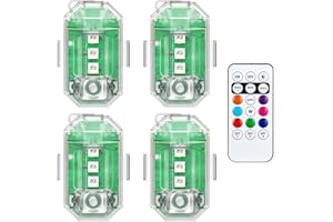 FXLPOWER 4 PCS LED Anti Collision pour Voiture avec Télécommande, 8 Couleurs Rechargeable Mini Stroboscope sans Fil à Haute Luminosité pour Auto, Moto, Drone, Vol de Nuit