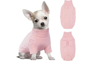 Hjumarayan Pull Chihuahua XS, Pull pour Chien Petite Taille Simple Elégant Pull-Overs à Col Montant pour Chiens avec Manches, Sweat pour Yorkshire Chihuahua, Rose XS