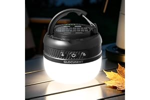 Glocusent uppladdningsbar campinglampa, 120 H ficktält campinglykta IPX5 | 5 000 mAh LED campinglykta med 5 ljusstyrkor, 3 lägen och SOS, ficktältlyktor för camping, nödsituation, vandring, fiske