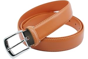 YEHMAN Ceinture classique 3 cm en croûte de cuir de vachette ajustable boucle argenté à ardillon 120 cm