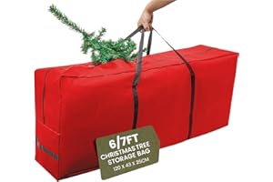 Pelle & Sol Christmas Tree Storage Bag - Fits Up to 7 FT Christmas Tree Bag - Christmas Tree Storage Bag 7ft with Handles - Christmas Decorations, Xmas Tree Storage Bags, Christmas Tree Bag (Red)