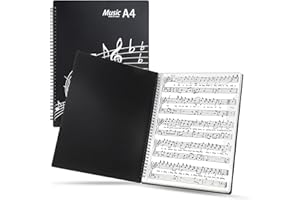 Czemo teczka na nuty A4, segregator na nuty, gitara, arkusze z nutami, z uchwytem, czarny, na dokumenty