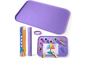 AtMini tapis en silicone 61 x 40 cm, polyvalent pour artisanat, sable, peinture, résine, bijoux faits à la main, dessin, avec bords surélevés