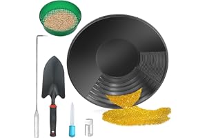 Guldtvättspanna Set, 6 stycken guldtvättutrustning, 35 cm guldpanna med guldtvättssiv, manuell guldtvättsanläggning gräver, för guldgruva badkar