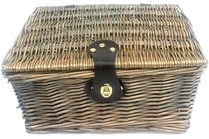 topfurnishing Strong Wicker Picnic Gift Storage Xmas Christmas Empty Hamper Basket[Oak,Medium 35 x 28 x 18 cm]