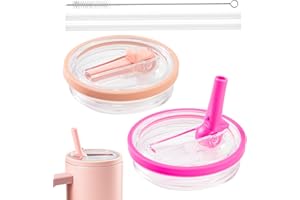 LOOHAOC Stanley Cup 2 sztuki, zapasowe pokrywki wielokrotnego użytku, ze słomką, ze szczotką, szczelne i pyłoszczelne, z pokrywkami ze słomką