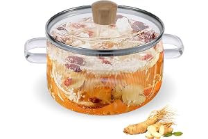 Foppla Kokkärl i glas med lock 1,6 L / 6 oz värmebeständigt glaskastrull med dubbla handtag non-stick borsilikatglas spishäll